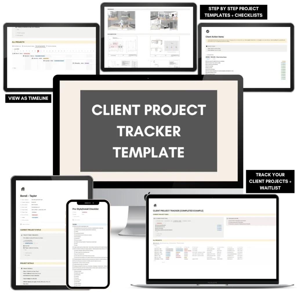 Client Project Tracker en Notion para estudios de diseño