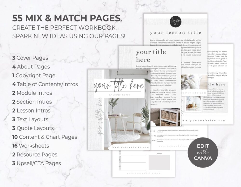 Course Workbook & Ebook Template for Canva – Linen