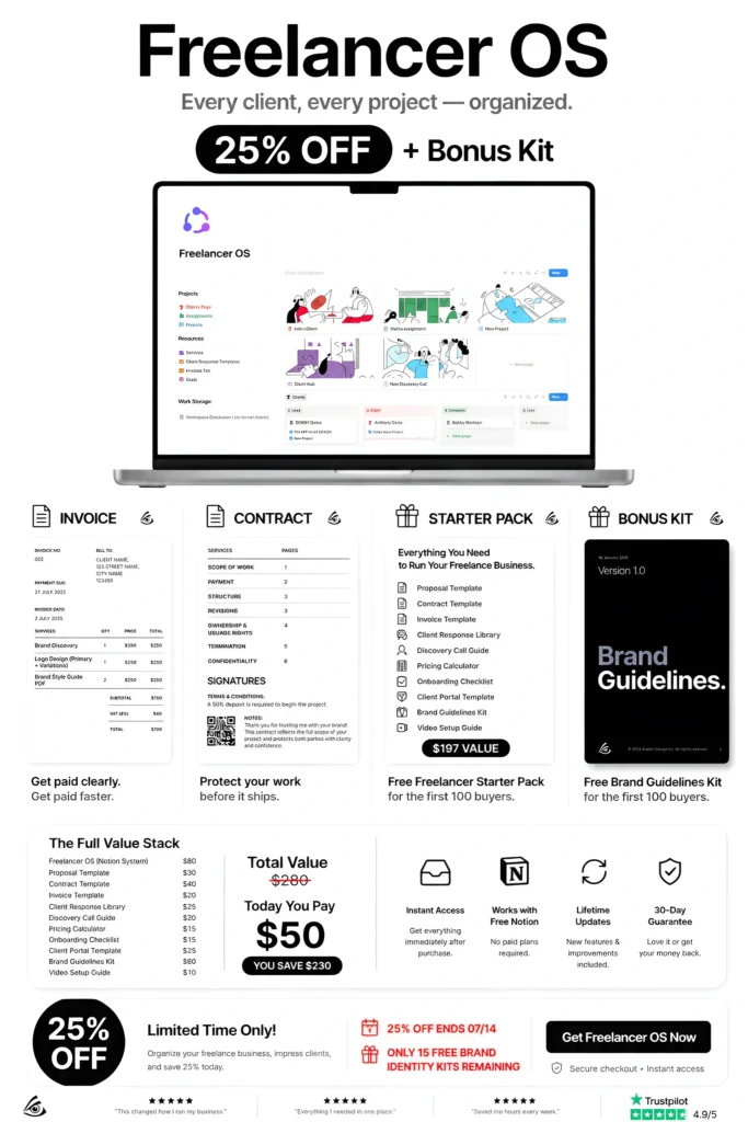 Freelancer OS All-in-One Template - Avalon Design Store