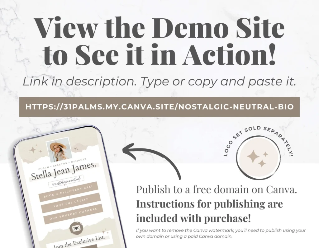 Instagram Link in Bio Landing Page for Canva – Nostalgic Neutral