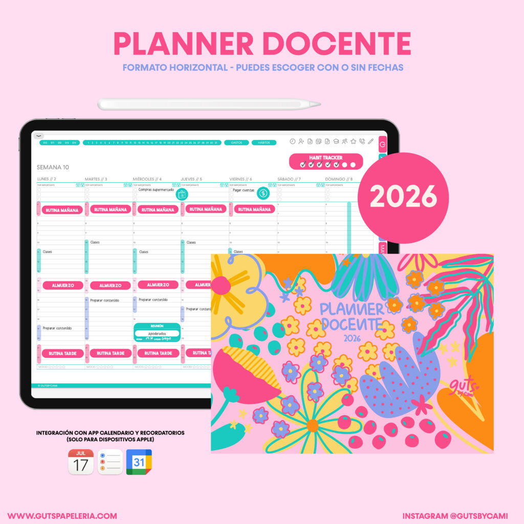 Planner Digital Docente 2026: agenda PDF hiperlinkeada para profesores