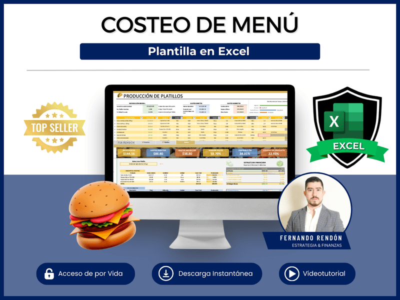 Plantilla Excel para costeo de menú gastronómico