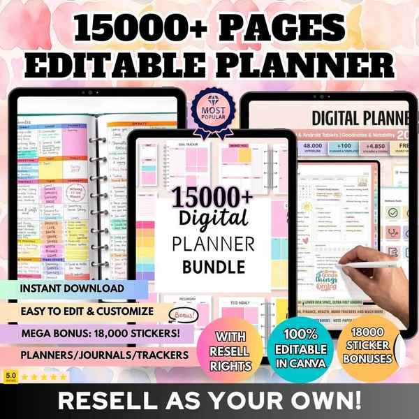 VIP: 15,000+ PLR Planners Journals Templates