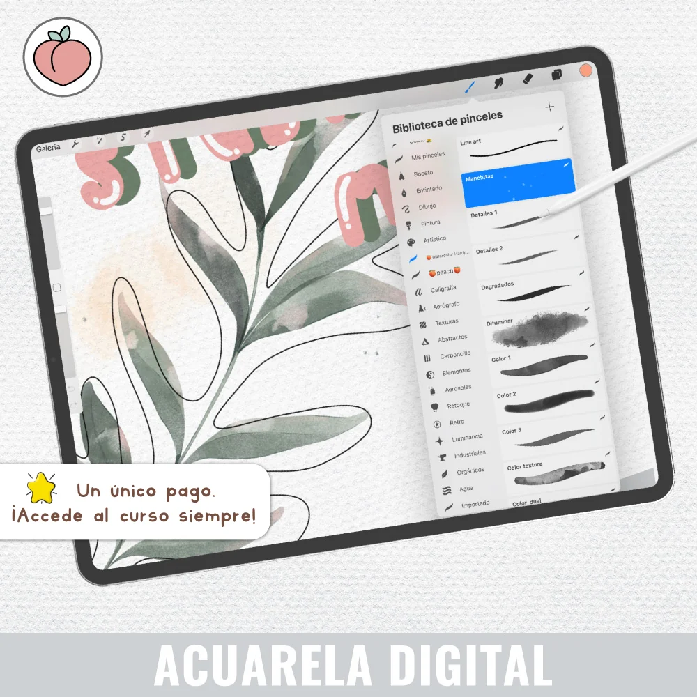 Acuarela Digital en Procreate: curso completo paso a paso con pinceles incluidos