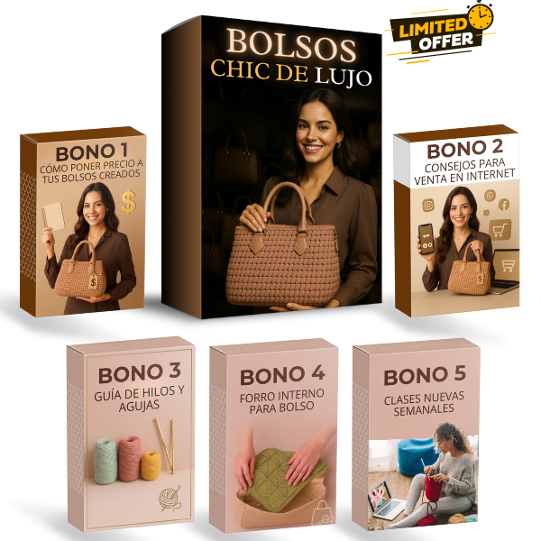 Bolsos Chic de Lujo: 185 patrones de bolsos a crochet en video