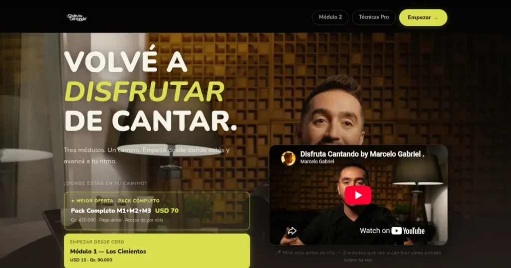 Disfruta Cantando: curso de canto online por módulos con Marcelo Gabriel