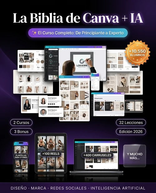 La Biblia de Canva + IA: curso grabado con plantillas y bonos