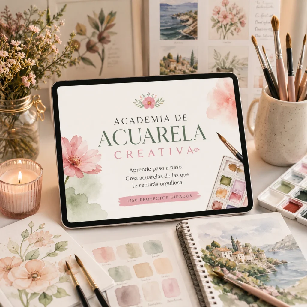 Pack Academia de Acuarela Creativa: +200 proyectos paso a paso en PDF y video con 6 bonos