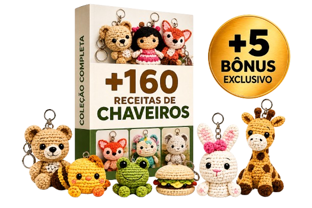 Chaveiros Amigurumi: biblioteca digital con +160 recetas para tejer y vender llaveros